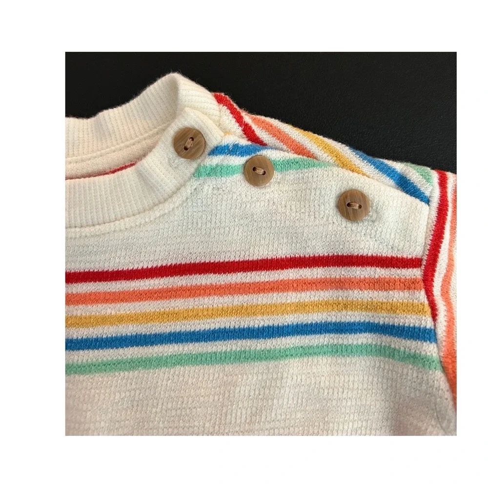 Old Navy Baby Multi Stripe Short Sleeve Button Shoulder T-Shirt 0-3M (1260)